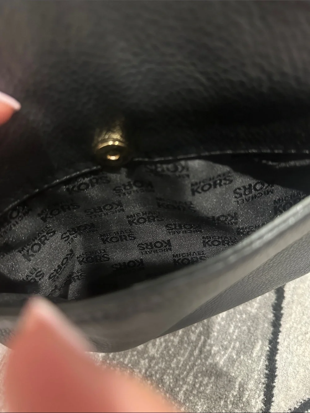 Michael Kors Black Leather Crossbody with Gold-Tone Accents